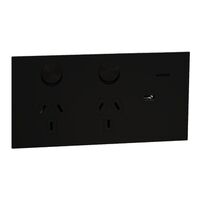 Double Switch Power Point with USB C Charger | 10A Rated | Horizontal Mount | Ebony Aluminium Finish | @Each of 5 | by Clipsal