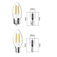 5W CANDLE LED FILAMENT  LAMP B22 WW DIMMABLE CLEAR
