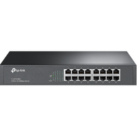 TP-LINK 16-PORT UNMANAGED DESKTOP/RACKMOUNT SWITCH, 10/100(16), 13" STEEL CASE, 5YR