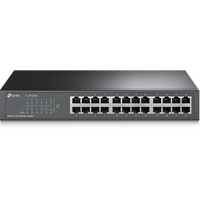 TP-LINK 24-PORT UNMANAGED SWITCH, DESKTOP/RACKMOUNT, 10/100(24), 13" STEEL CASE 5YR