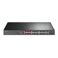 TP-LINK 24-PORT UNMANAGED SWITCH, POE+(24), GbE(2), SFP(2), 250W, METAL CASE, 5YR