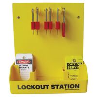 LOCKOUT STATION KIT, WALLMOUNT BASIC, WITH LID FOR 5 LOCKS