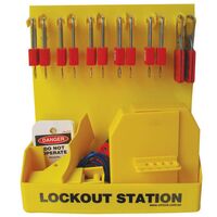 LOCKOUT STATION KIT, WALLMOUNT MEDIUM SIZE W/VALVE LOCKOUTS