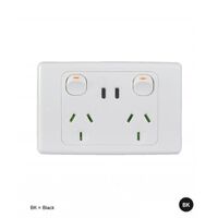 Power Point Switched 2 Gang 10A 250V With USB Charger Dual Integrated Type A & C 5V 1.7A 3.4A White
