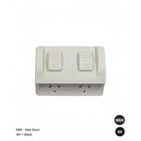 Power Point Weatherproof Double Outlet IP54 10A 250V ac Separate Circuit Double Pole Grey