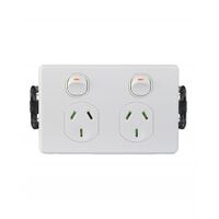 Power Point Switched 2 Gang 10A 250V Easy Fit Bracketless Mounting