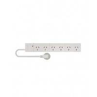 Powerboard Non Switched 6 Socket Outlets 10A 240V ac 2400W Maximum Load Over Current and Surge Protection White