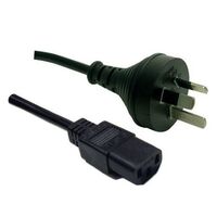 CABLE 240V GENERAL POWER 0.3m 3-PIN MALE TO IEC FEMALE BLACK