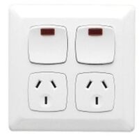 Power Outlet Double 10Amp Neon White | Integrated Neon Indicator | Durable Polycarbonate | by Clipsal
