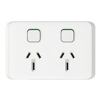 15A Horizontal Twin Power Point | 250V Rated | Durable Polycarbonate | Vivid White | @Pack of 1 | by Clipsal