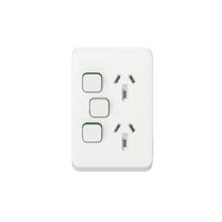 Twin Vertical Switched Power Point | 10A, 250V AC | Robust Polycarbonate | Easy Installation | @Pack of 1 | by Clipsal