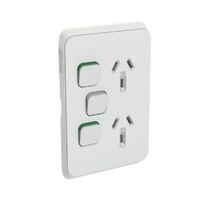 Clipsal Iconic Vertical Twin Switch Skin | Vivid White Finish | UV Resistant & Clip-On Design | @1 by Clipsal