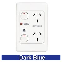 GPO 2G Vert Dark Blue | 2 Gang Vertical Power Outlet | Durable Polycarbonate | Stylish Finish | @Pack of 1 | by Clipsal