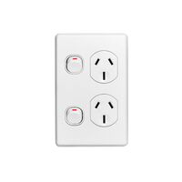 Sock Swt Twin Vert 15A | 15A Current Rating | IP20 Rated | White Electric Finish | @Pack of 1 | by Clipsal