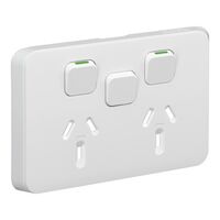 Skin Socket SwHoriTwin 10A 250V | Horizontal Twin Power Point | Modern Low-Profile Design | by GAF