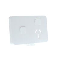 Skin Socket SwHorizSngl 10A 250V | Horizontal Single Socket with Switch | Durable Polycarbonate | White | @Pack of 1 | by GAF