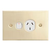 Socket Swt Single GPO Brass | 15A Rated | Durable Brass Cover | IP20 Indoor Use | @Pack of 1 | by Clipsal