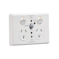 DGL GPO RCD Protected 30mA | 10A Rated Current | Double Power Point | White Finish | @Pack of 1 | by Clipsal
