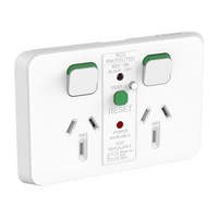 GPO DBL 10A 30mA RCD | Integrated RCD Protection | Double Power Point | Fast Installation | @Pack of 1 | by Clipsal