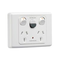 Double Power Point with RCD Protection | 10A, 250V AC | White Finish | @Pack of 1 | by Clipsal