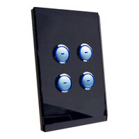 Key Input 4G Black Glass | 4-Gang Touch-Sensitive Keypad | LED Indicators | by Clipsal