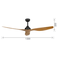 BAHAMA 52" CEILING FAN - CHARCOAL W/ MAPLE TIMBER FINISH BLADES