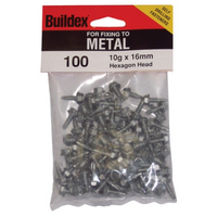SCREW, METAL TEK 10G x 16mm HEX HEAD WITH SEAL CL4 [100]