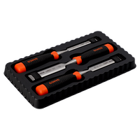 Chisel Set Ergo Splitproof 3 Piece Ergonomic Handles Precision Ground Blades Repelec