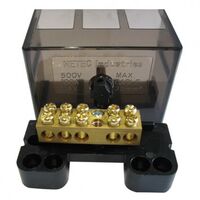 100A 5 Way Link No Cover 5 x 16mm² Tunnels High-Conductivity Copper Repelec