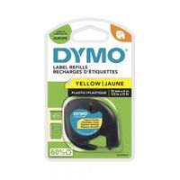 LetraTag Plastic Tape Black on Yellow 12mm Width 4m Length Repelec