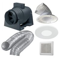 Premium Inline Exhaust Kit Round Tri CCT LED White Ventair