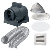 Premium Inline Exhaust Kit Round Fascia White Ventair