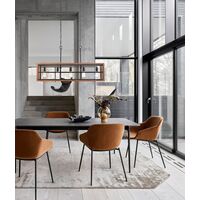Pendant Light 5 Light ES Rectangular Oak Wood 1066mm CLA Lighting
