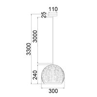 Pendant ES Black Embossed Dome Gold Interior 300mm CLA Lighting