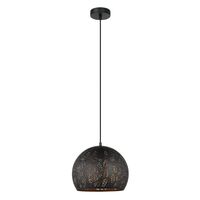 Pendant ES Black Embossed Dome Gold Interior 300mm CLA Lighting