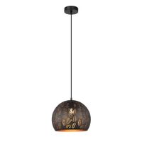 Pendant ES Black Embossed Dome Gold Interior 300mm CLA Lighting