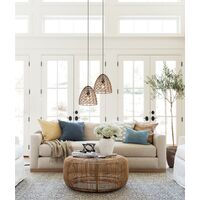 Pendant ES Ellipse Hemp Rope Black Hardware 300mm CLA Lighting