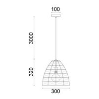Pendant ES Ellipse Hemp Rope Black Hardware 300mm CLA Lighting