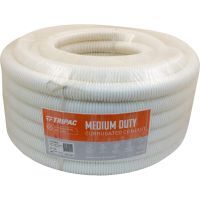 Corrugated Conduit Medium Duty 50mm x 10m White Tripac