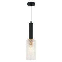 Pendant SES Cut Glass Oblong Matt Black Brass 90mm CLA Lighting