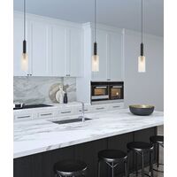 Pendant SES Cut Glass Oblong Matt Black Brass 90mm CLA Lighting