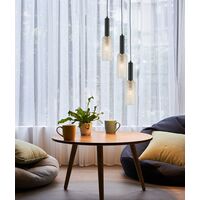 Pendant SES Cut Glass Oblong Matt Black Brass 90mm CLA Lighting