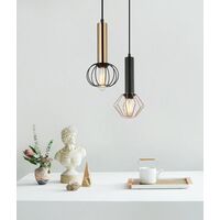 Pendant ES Diamond Cage Matt Black Copper 150mm CLA Lighting