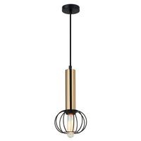 Pendant ES Round Cage Antique Brass Black 150mm CLA Lighting