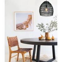 Pendant Light ES Rattan Ellipse Matte Black 340mm CLA Lighting