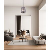 Pendant 3 Light ES Smokey Glass Pyramid Black 400mm CLA Lighting