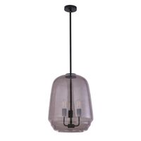 Pendant 3 Light ES Smokey Glass Pyramid Black 400mm CLA Lighting