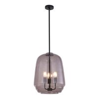 Pendant 3 Light ES Smokey Glass Pyramid Black 400mm CLA Lighting