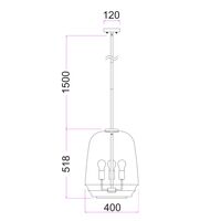 Pendant 3 Light ES Smokey Glass Pyramid Black 400mm CLA Lighting