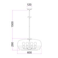 Pendant 4 Light ES Amber Glass Dome Black 600mm CLA Lighting